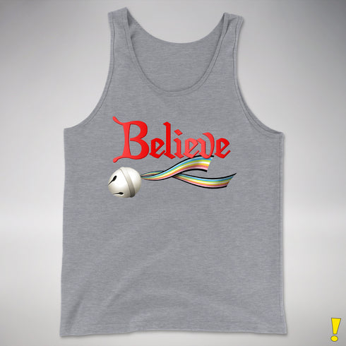 Believe Queer Pride Flag Jingle Bell Premium Tank Top - Grey Heather